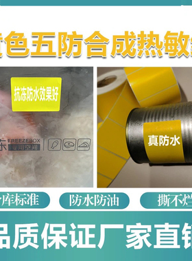 极速黄色pvc五防彩色热敏合成纸60*40J防刮防水撕不烂标签生鲜冷