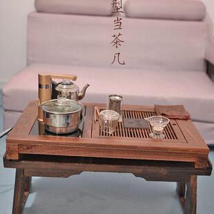 迷你小桌子复古实木折叠飘窗电脑桌 床上书桌懒人桌家用收纳免安装