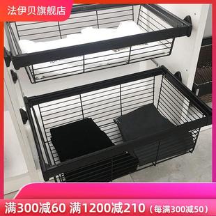 收纳藤篮衣橱内置裤 伸缩衣柜拉篮抽屉式 架家用柜子推拉置储物篮