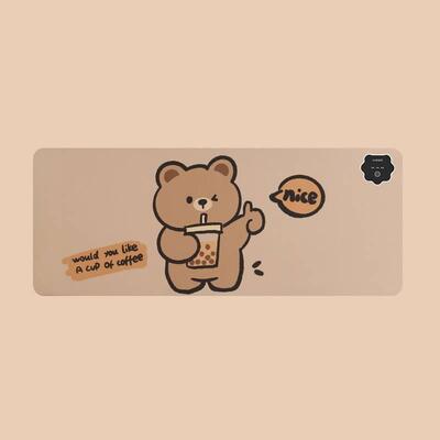 加热桌垫超大鼠标暖桌垫办公室加厚卡通文字鼠标垫家用发热桌垫