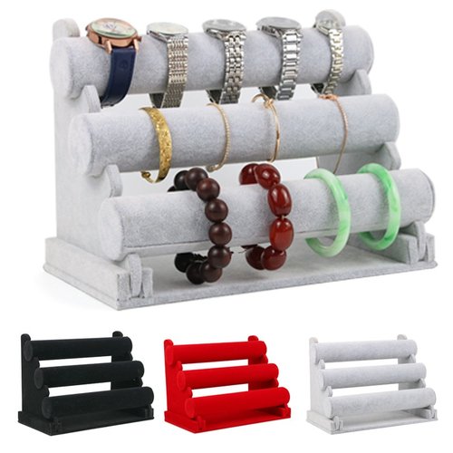 首饰饰品收纳架 三层可拆绒布手镯展示架 手链手表展示架