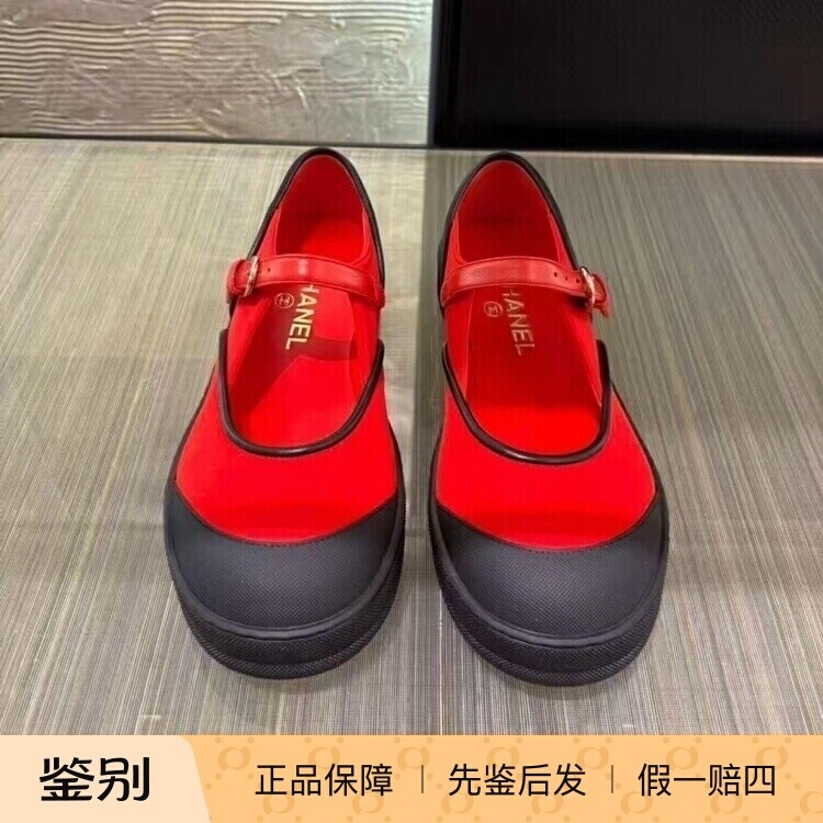香奈儿新款帆布玛丽珍芭蕾鞋