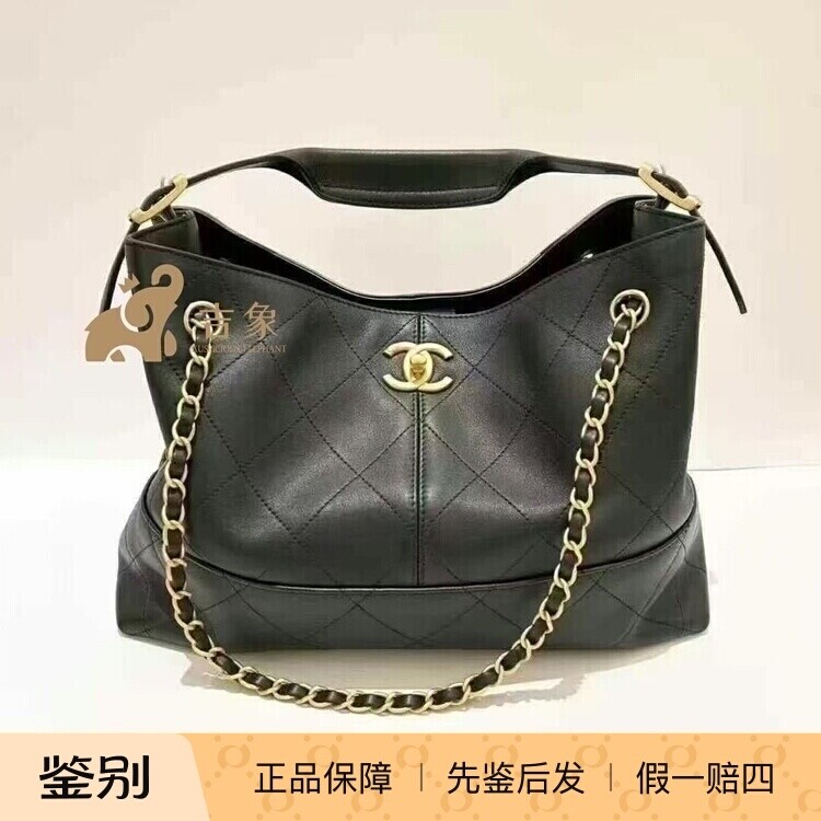 Chanel香奈儿25A新款黑金牛皮包
