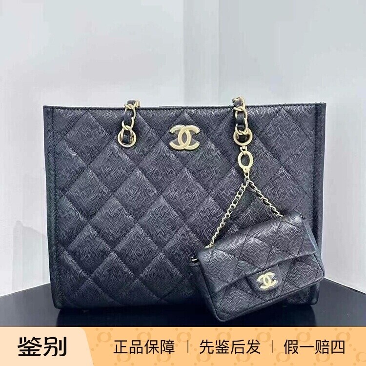 Chanel香奈儿24K新款黑金托特包