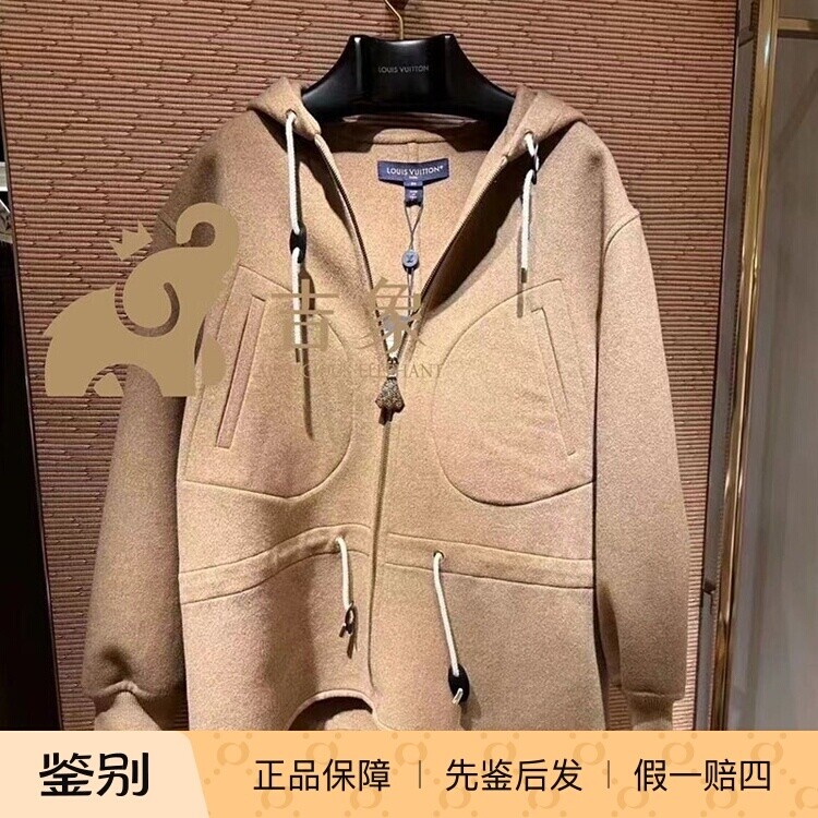 LV/路易威登2024新款女装山羊绒双面连帽收腰夹克外套1AFENY
