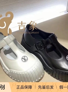 Lv路易威登2023新款女士RUBY 黑色牛皮搭扣平底玛丽珍鞋1ABUDF