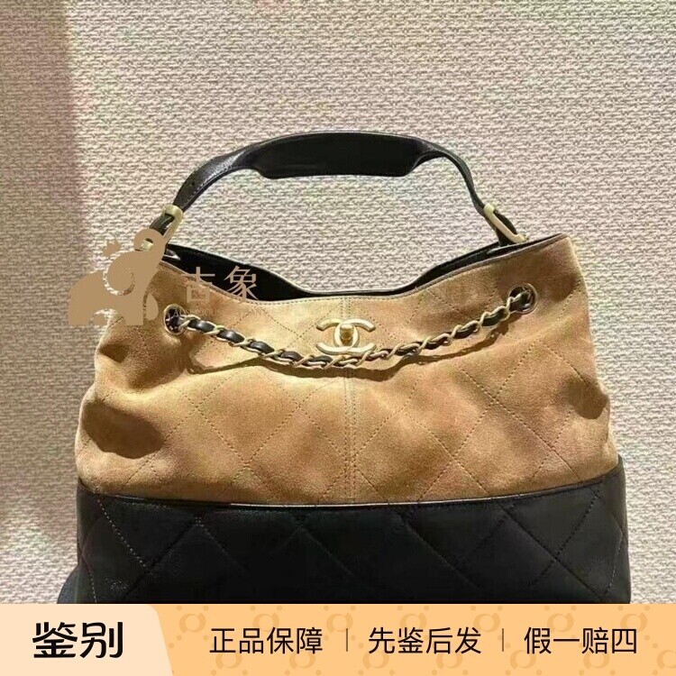 香奈儿26S麂皮拼牛皮水桶包