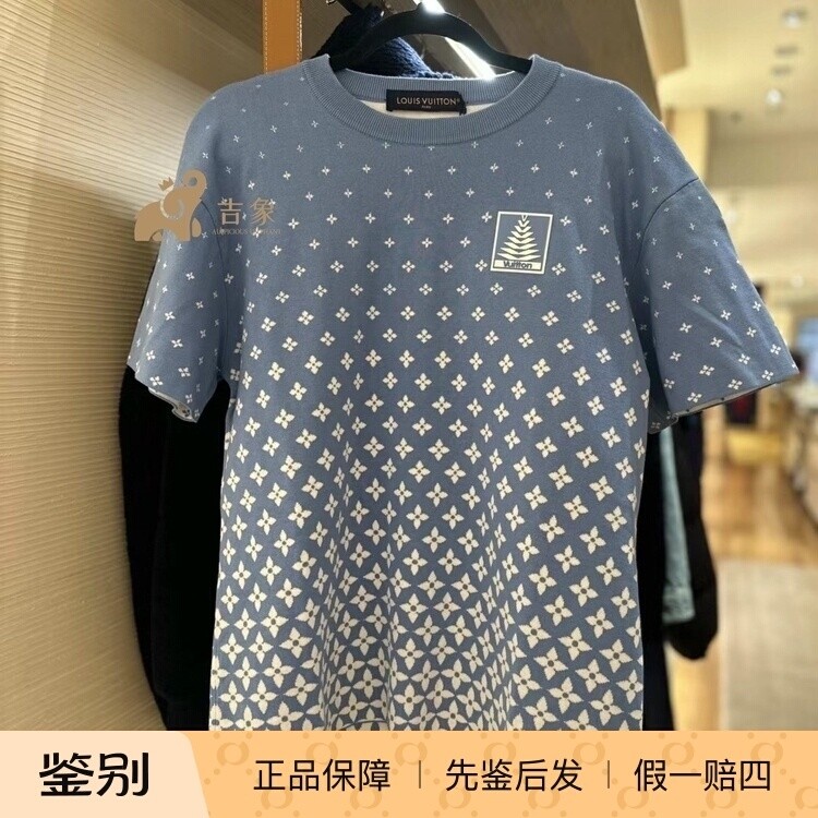 LV路易威登2024滑雪系列Snowflowers提花棉质针织短袖T恤1AGJUI