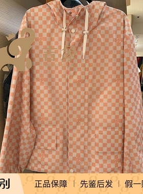 LV路易威登2024新款男装橙色棋盘格DAMIER 防风夹克1AFHVW