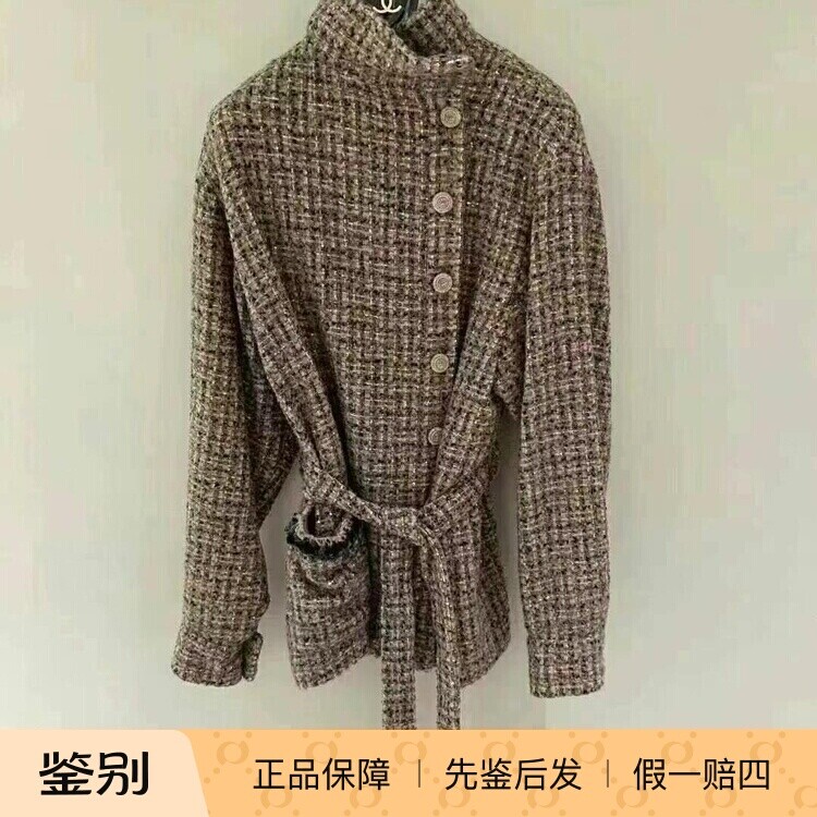 Chanel新款女装粗花呢斜边外套