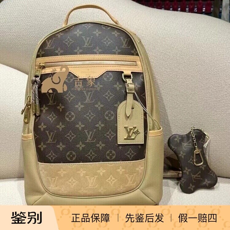LV路易威登老花拼色双肩包