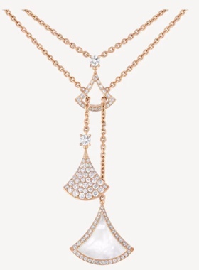 [现货]Bvlgari宝格丽Divas’dream系列镶嵌三扇子18K玫瑰金项链