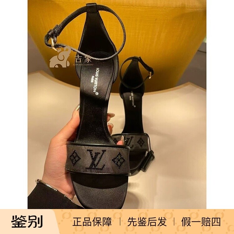 路易威登Gala水钻网纱高跟凉鞋
