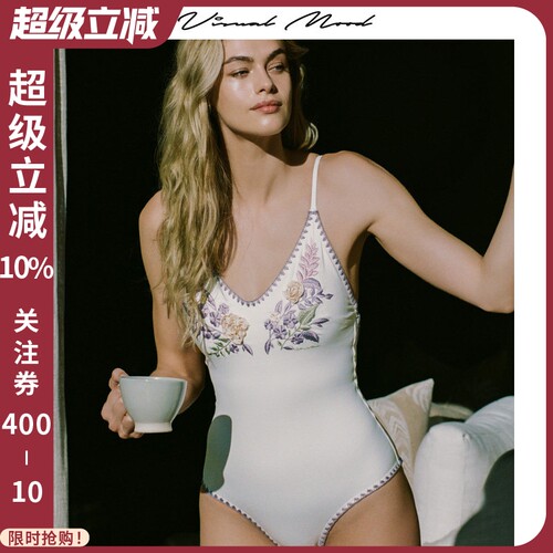 visualmood复古法式连体泳衣女