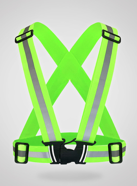 速发高亮马甲安反夜全骑行环卫施工警示背带松紧带弹力跑光衣