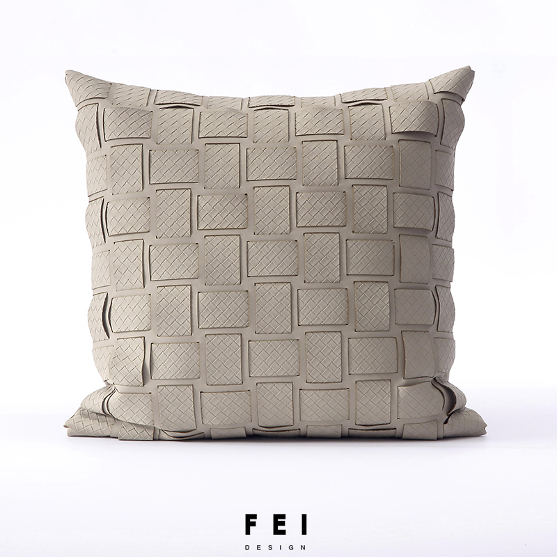 速发手工编织抱枕轻奢厅U科技垫靠布方枕酒店样板房间客P沙发靠枕