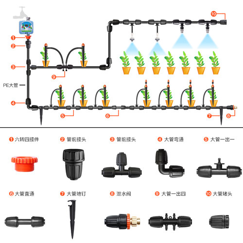 速发16PE管简易装头套接带锁扣接头豪华三通弯通堵通直头打孔器防