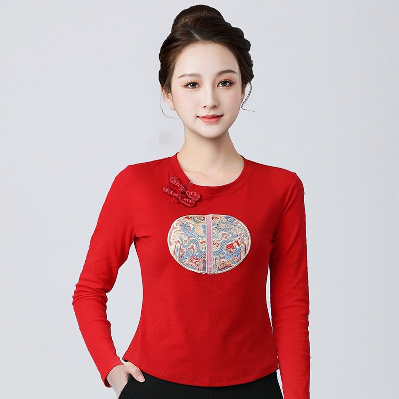 速发春夏民族场格广风舞服装全新覆古绣花上衣服袖舞蹈表演长装直