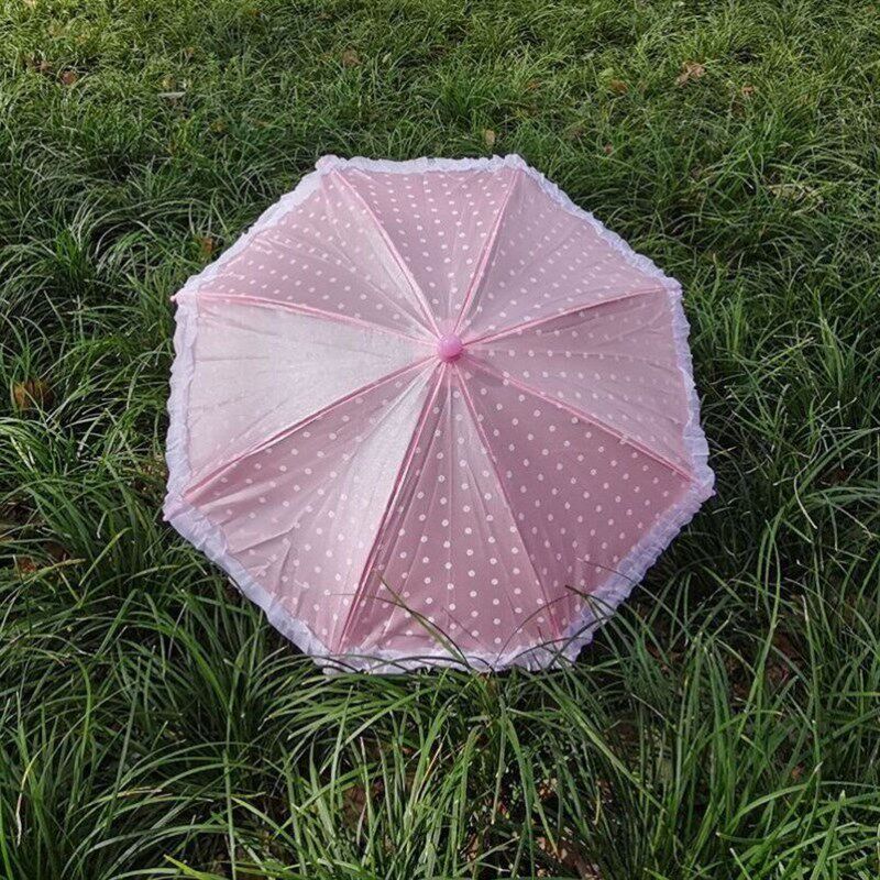 速发is可爱波点雨伞创意珠光蕾丝边儿童雨伞直杆弯柄日韩小清新雨