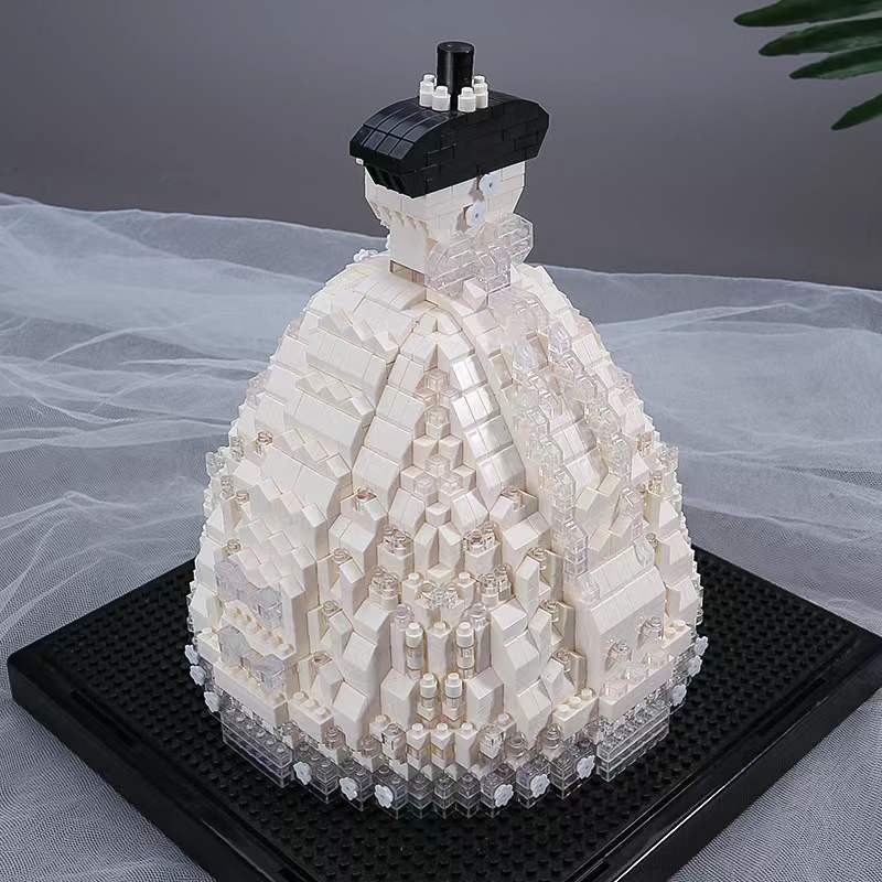 速发6爱60浪漫婚纱裙孩2情婚礼拼装微颗粒积木玩具