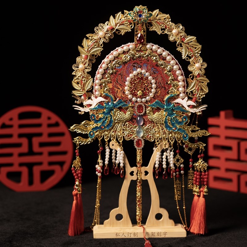 速发团结新娘扇婚喜扇手工高级中式重礼秀禾材料婚工婚扇成品中式