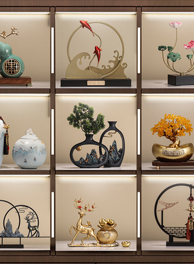 速发新中式品公室客厅书房架件高档送领导酒柜装饰办博古摆玄关摆