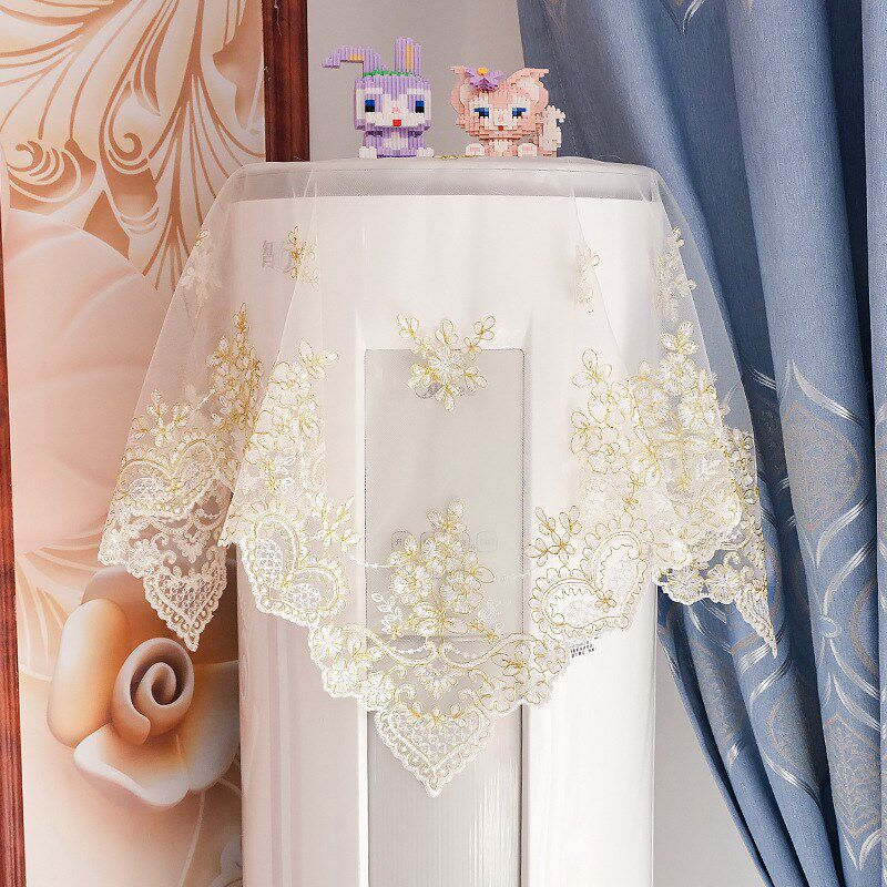 速发简约蕾丝刺绣柱圆形客厅空调立式柜机罩防尘盖布取机不开多用