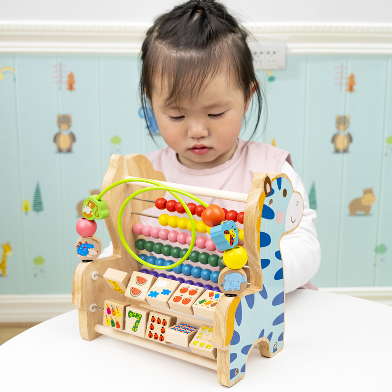 速发婴儿童算盘计算架木制绕数幼儿园珠算架益智算珠学习启蒙玩具