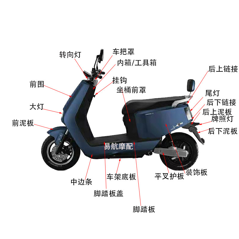 速发动铃优品电台车红旗Q1立马Hi趣电瓶车前板大灯尾灯装饰围外壳