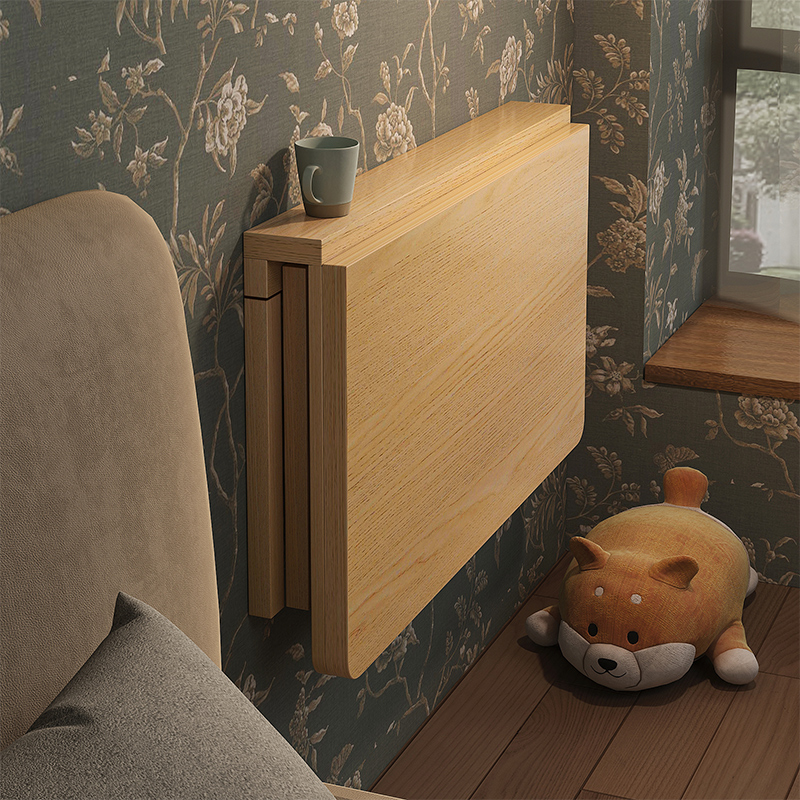 速发实木墙上桌叠桌壁挂电脑桌书折小户型式壁挂墙餐桌卧室靠墙床