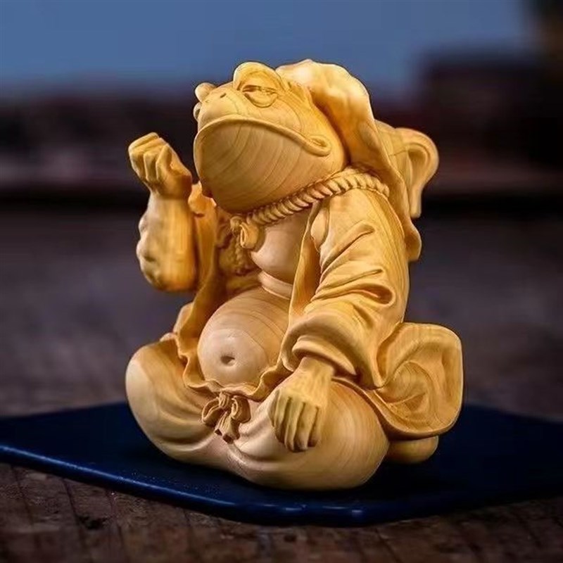 速发太蛤崖柏行蟆大仙金蟾仙人祈福蛙招财动物手摆件文玩家居小把