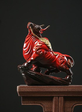 速发牛摆件招财办公室老板桌商务高档迁流开灯圈装饰软装乔倒香业