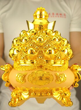 速发招财聚宝盆摆蟾金元宝存钱储钱罐件意金如客厅办公室店铺礼品