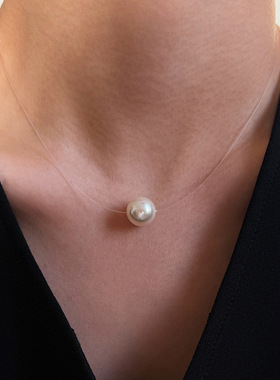 钛钢珍珠吊坠项链法式轻奢时尚复古锁骨链小众高级感优雅百搭项饰