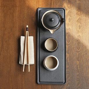 简约茶壶黑陶快客家用陶瓷干泡茶盘茶杯二人功夫茶具小套装 日式