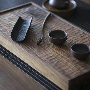 茶台家用轻奢现代手工茶海整块原木高级茶盘 黑胡桃实木干泡新中式