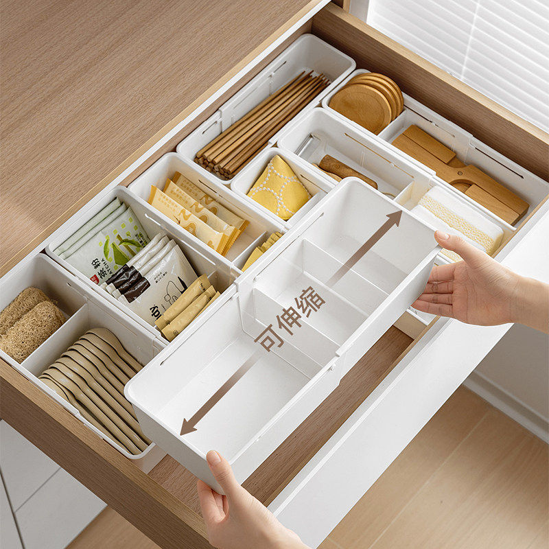 日本茶包抽屉收纳盒伸缩分隔胶囊咖啡饮品内置格板办公室桌面整理