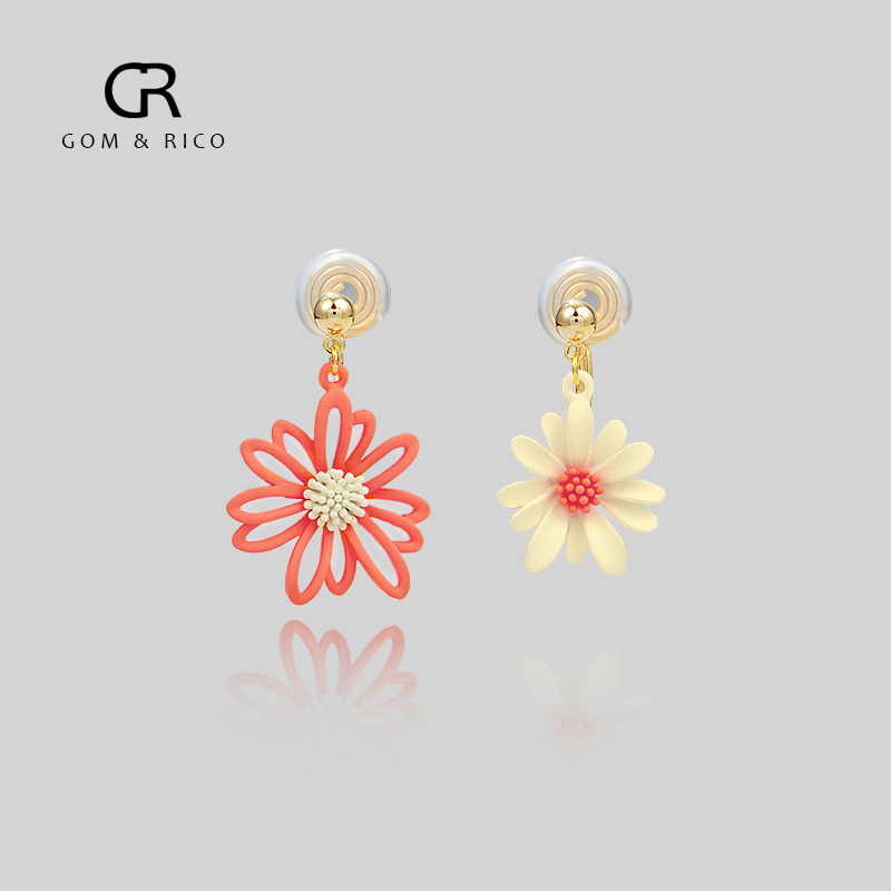 个性橘色花朵蚊香盘耳夹