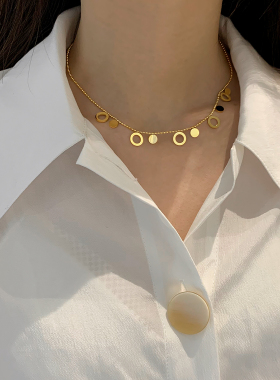 5.26新款小众设计感金色流苏钛钢项链女款锁骨链颈链法式轻奢高级