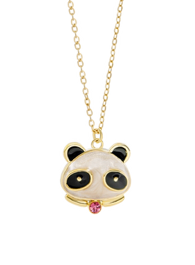 可爱熊猫精致迷你项链钛钢