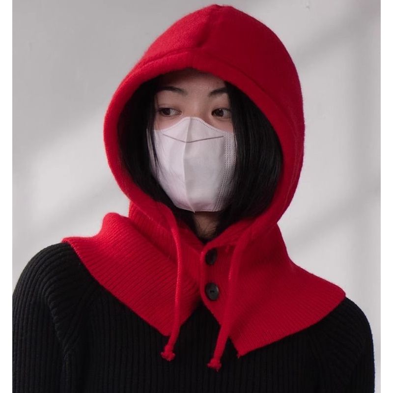 韩国巴拉克拉法帽子女冬季保暖帽子围巾一体针织护耳毛线帽针织帽