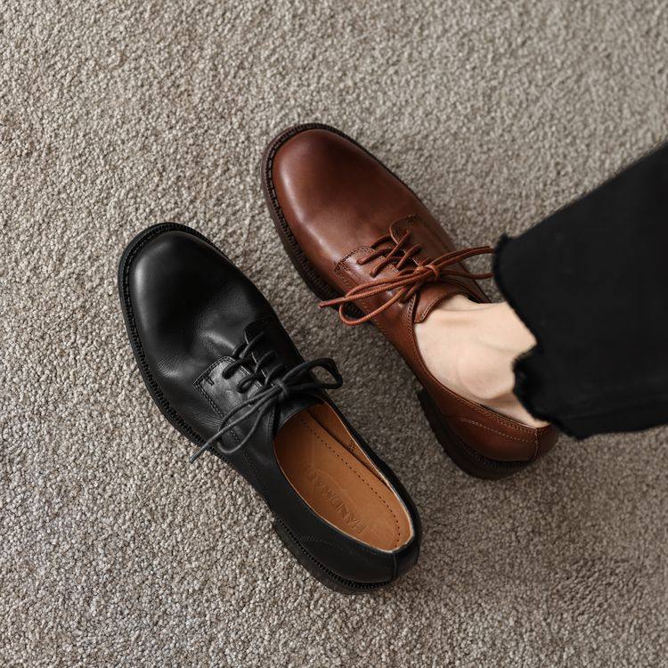 圆头方跟橡胶胶粘鞋头层猪皮深口单鞋,女鞋,深口单鞋,淘宝优惠券,粉丝福利购,淘宝优惠卷