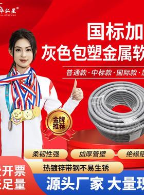 灰色中标穿线蛇皮管防水绝缘保护套管阻燃电线电缆金属包塑软管