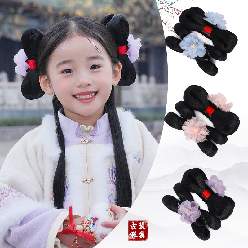 儿童汉服假发抓夹发包