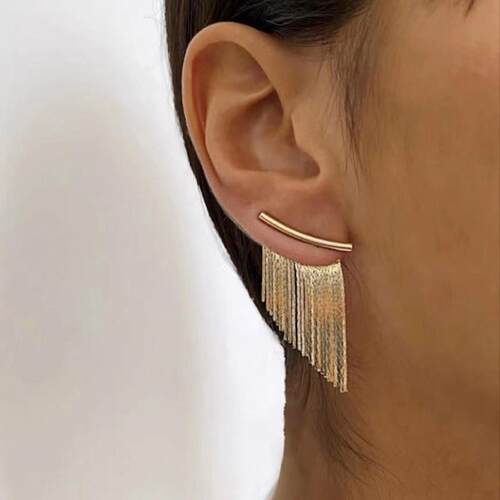 Fashion Statement Earrings Long Gold Color Statement Bling T