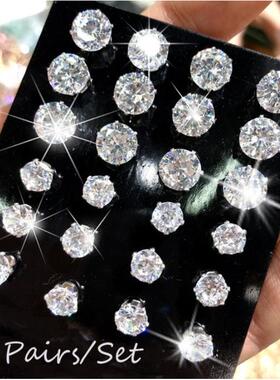 Earrings jewelry inlaid rhinestones 12 pairs ear studs 耳钉