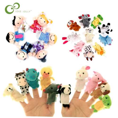 Baby Plush Toy Finger Puppets Tell Story Props 10pcs Animals