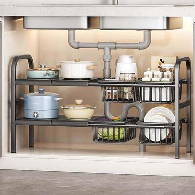 kitchen accessories Multi-layer pot storage rack Layering in