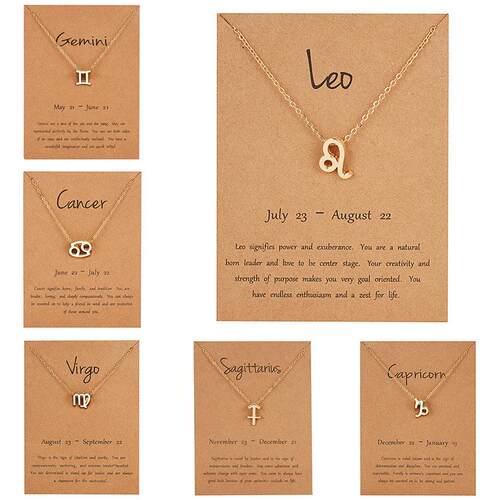 Zodiac women necklace alloy gold silver gift couple girls