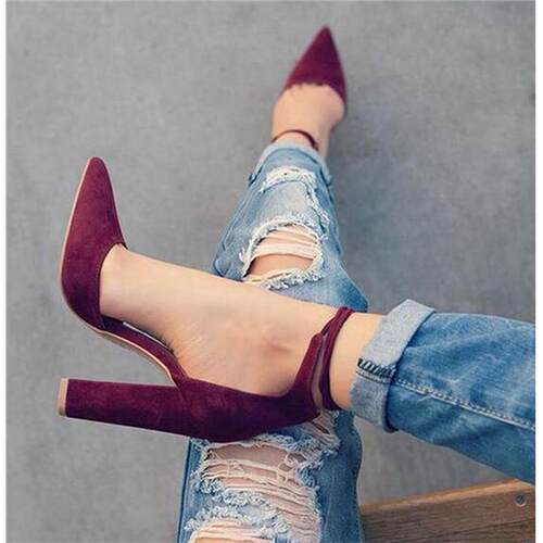 Women plus size 43 42 41 thick high heels shoes ladies pump